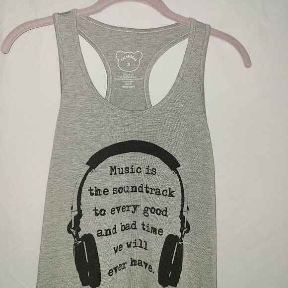 Color Bear Music Graphic Gray Tank Size S,M - Picture 2 of 7